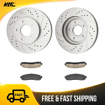 Front Drilled Brake Rotors + Brake Pads For Chevrolet Equinox 2005-2006 3.4L - Image 1 of 4