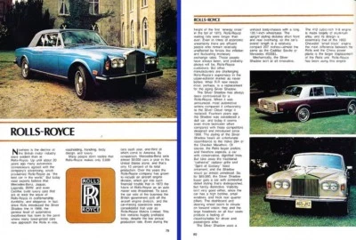 1979 1980 Rolls Royce Silver Shadow Corniche Car Review Report Print Article K17 Foto 1 de 2
