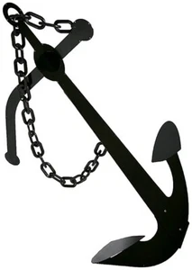 XL Black Metal Fisherman Ship's Anchor 3.5' Nautical Outdoor Garden Yard Decor - Picture 1 of 7