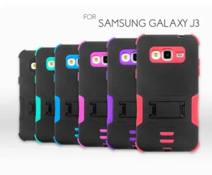 Armor Kickstand Shock Proof Case Cover For Straight Talk Samsung Galaxy Sky J3 - Picture 1 of 14