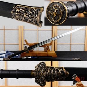 Espada de acero plegada de ébano dragón chino tradicional de 102 cm afilada hecha a mano Jian - Imagen 1 de 12