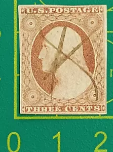 US Stamp 1851, Sc A10, #10A, 3c org brown Washington, Type II, Pen cancel, used - Picture 1 of 6