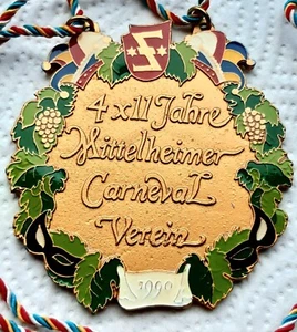 Fastnacht Orden 1990 - 4x11 Jahre MCV Mittelheimer Carneval Verein,Handarbeit(?) - Bild 1 von 7