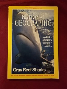 National Geographic Magazine Jan.1995 "Gray Reef Sharks" Map supp. "The Nile" - Picture 1 of 1