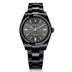 Rolex Oyster Perpetual Grey Dial Black PVD/DLC Coated Steel Watch 114300 - Picture 1 of 4
