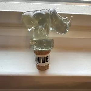 Crystal Rhino Wine Stopper with Cork Vintage - Picture 1 of 3