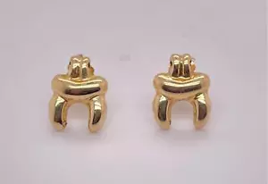 14K Yellow Gold Small Tooth Teeth Stud Earrings 1.2g - Picture 1 of 7
