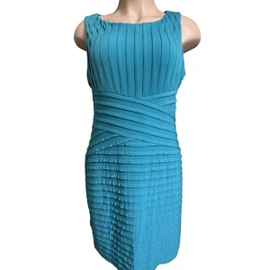 Abito fasciato CALVIN KLEIN verde acqua taglia 0/2 plissettato incrociato vita PinTuck Slinky - Foto 1 di 15