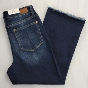 Judy Blue Womens Cropped Wide Leg High Waist Jeans Size 5/27 Blue Raw Frayed Hem - Picture 1 of 18