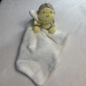 Baby Bum Monkey Lovey Yellow Knit White Plush Security Blanket Boy Girl Toy - Picture 1 of 13