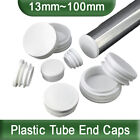 Round Plastic Tube End Caps Stoppers OD 13~100mm Insert Bung Blanking Plug White