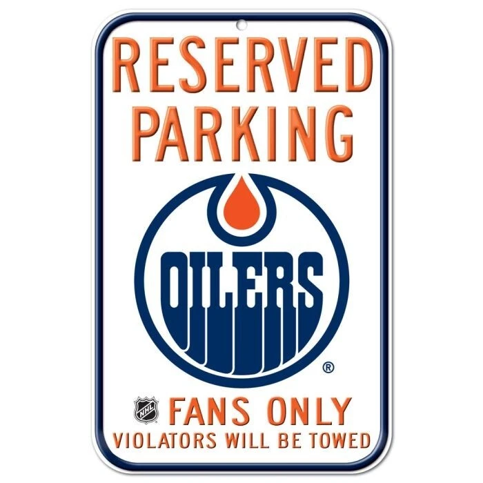EDMONTON OILERS RESERVED PARKING PLASTIC SIGN 11"X17" DURABLE POSTER - Image 1 of 1