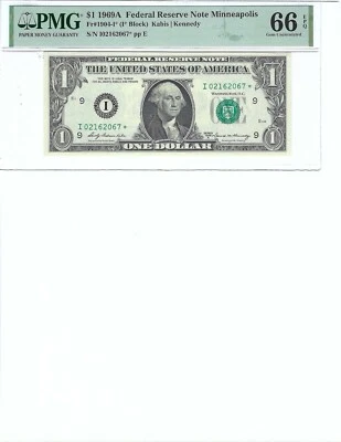 1969 $1 FRN FR1904-I* PMG 66 EPQ, Minneapolis * Note S/N I02162067*!!! - Image 1 of 2
