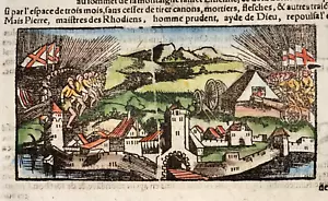 RHODES GRECIA 1568 SEBASTIAN MUNSTER INUSUAL VISTA ANTIGUA GRABADA SIGLO 16 - Imagen 1 de 3