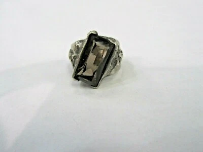 Heavy and Solid Men's and Unisex Sterling Silver Smokey Topaz Ring - Image 1 of 4