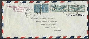 DATA 1941 COPERTINA FAM-14 NY TO SYDNAY AUSTRALIA TASSO 70c con 5c PREXY X 2 VEDI INFO - Foto 1 di 2