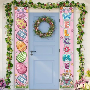 Easter Decorations Happy Easter Banner Easter Bunny Front Porch Sign Spring East - Picture 1 of 12