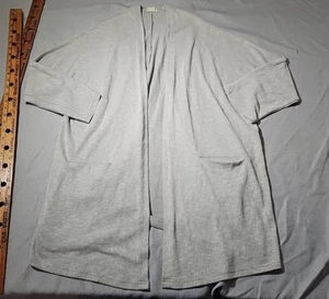 DONNI Strickjacke One Size taupe Rippstrick gerippt Lagenlook Strand Urlaub - Bild 1 von 12