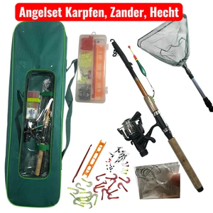 Angelset Hecht Zander Karpfen Forelle 2,1 m mit Tasche – Komplettset 32 Teile - Bild 1 von 2