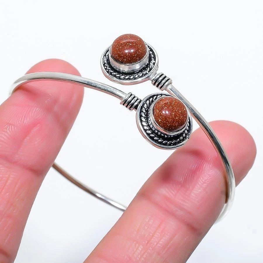 Red Sunstone Gemstone Handmade 925 Sterling silver Adjustable Cuff Bracelet - Image 1 of 1
