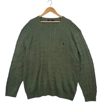 Suéter Polo Ralph Lauren Masculino 5XB Verde Seda Cabo Malha Gola Redonda Preppy Clássico - Imagem 1 de 4
