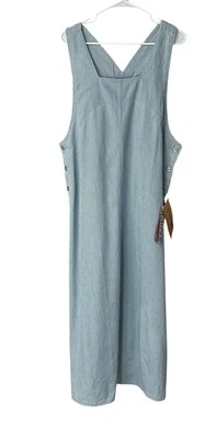 NWI Studio Ease Jumper Womens 14 Blue White Striped Denim Button Side Modest - Image 1 of 4