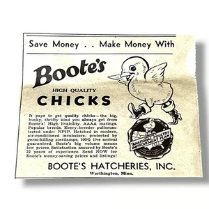 1930s Vintage Ad Bootes Hatcheries Worthington Minnesota Agriculture Small A - Bild 1 von 4