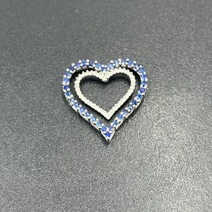 JWBR 10k Weißgold Doppel Herz Anhänger blauer Spinell und Diamant 21mm, 1,71g - Bild 1 von 9