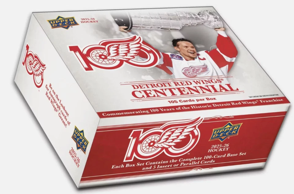 2025 UPPER DECK Detroit Red Wings 100 Centennial Hóquei Conjunto Caixa Selada de Fábrica - Imagem 1 de 1