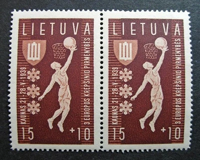 Lituania 1939 Scott #B52 MLH OG Par - Scott 2010 ¡Valor de catálogo $13,00! Foto 1 de 2