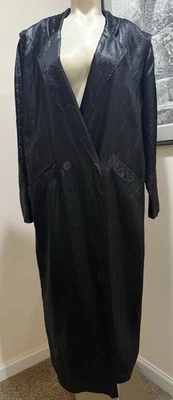 Maggie Lawrence Long Jacket Sz M Black Snake Skin Print Buttons Vintage 1980s - Image 1 of 4