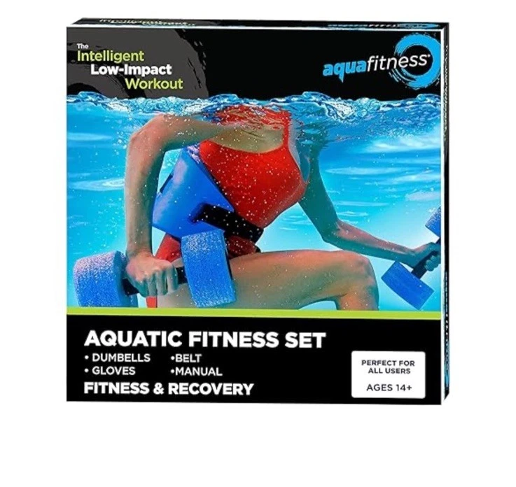 Aqua 6 Piece Fitness Set: Aquatic Swim Belt Resistance Gloves Dumbbells Workout - Image 1 of 4
