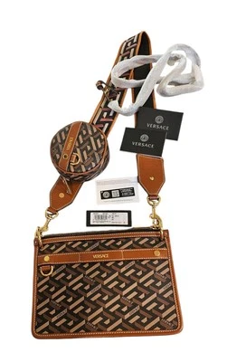 NEW $1,190+ VERSACE RUNWAY LA GRECA + Small Pouch Two Shoulder Straps Two Dust  - Image 1 of 4