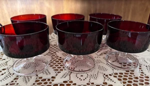 France Luminarc Arcoroc Set of 6 Ruby Red Sherbets Pudding Fruit Cup 3 1/8" Tall - Picture 1 of 3