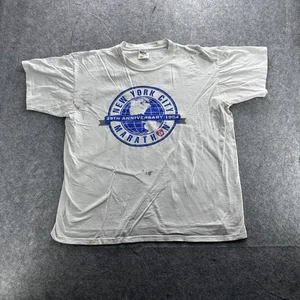 Maglia Maratona New York City Vintage Uomo XL Bianca 25° Anniversario 1994 anni 90 - Foto 1 di 16