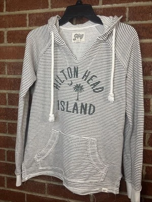 Sudadera con capucha a rayas pequeña Hilton Head azul 84 para mujer Foto 1 de 4