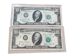 $10 Bill ~ Series 1985 And Series 1963 A~ Circulated ~ Lot Of 2 - Picture 1 of 4