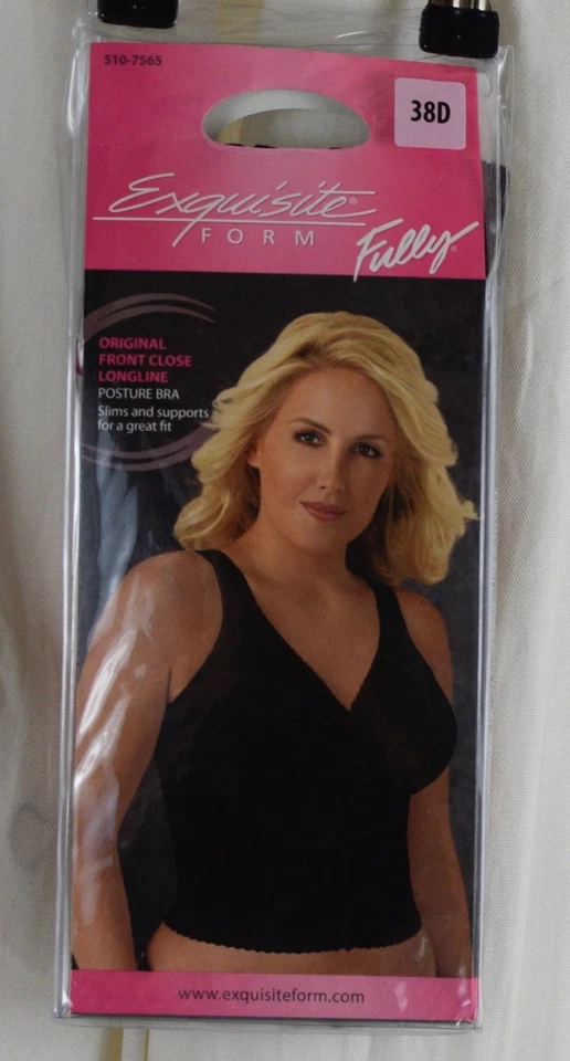 Exquisite Form 7565 Fully Longline Wire Posture Bra 38d Black