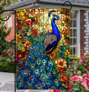 BANDERA DE JARDÍN-Bandera de jardín de pavo real, 12x18 pulgadas, poliéster duradero de doble cara - Imagen 1 de 2