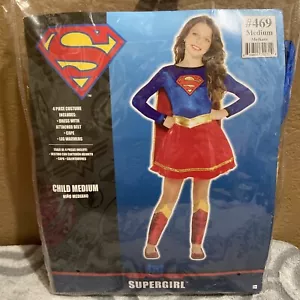 Child DC SUPERGIRL Costume M 8-10 NEW Dress w/ Belt Cape Leg Warmers 4pc - Picture 1 of 4