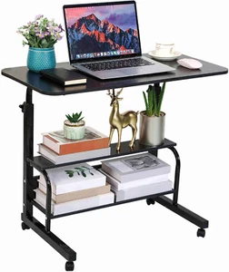 Home Office Study Desk Corner Table for Small Space Rolling Mobile Computer Port - Picture 1 of 12
