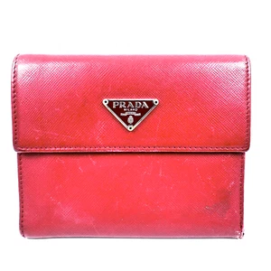 PRADA Trifold Geldbörse Portemonnaie Saffiano Leder rot #A292 - Bild 1 von 24