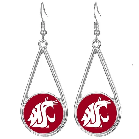 Washington State Cougars Womens Silver Drop Dangle Earrings w Gift Pkg D29 Cover
