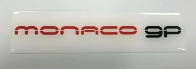 Adesivo MONACO GP - Decalcomania 120mm - Rosso e Nero su Bianco - GEL A CUPOLA LUCIDO