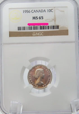 Canada 1956 SILVER DIME 10 Cents   NGC MS 65   (BT671) - Image 1 of 4
