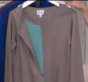 Linea by Louis Dell'Olio Whisper Knit w/Contrast Inset Sweater 2X Stone/Caneel - Picture 1 of 11