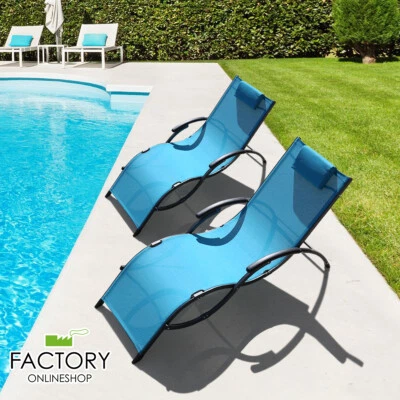 2x Chaise Sillón Exterior Patio Reclinable Plegable Playa Tumbona Piscina Foto 1 de 4