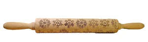 Seasonal Theme Wood Rolling Pin with Embossed Snowflake Pattern - Picture 1 of 2