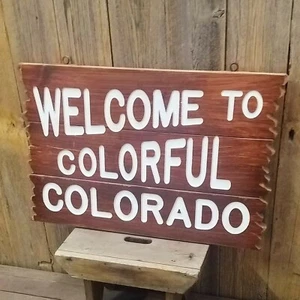 Large Welcome To Colorful Colorado Carved Rustic Wood Sign, Cabin, Lodge, Home, - Picture 1 of 7