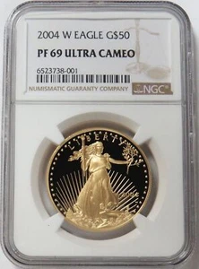 2004 W GOLD PROOF $50 AMERICAN EAGLE 1 OZ COIN NGC PF 69 UC - Picture 1 of 2